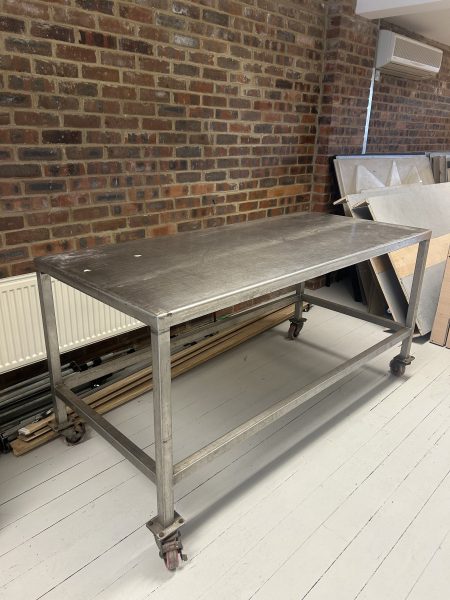 Metal Table on Wheels