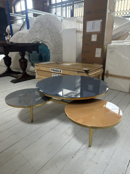 Triple Glass & Metal Coffee Table